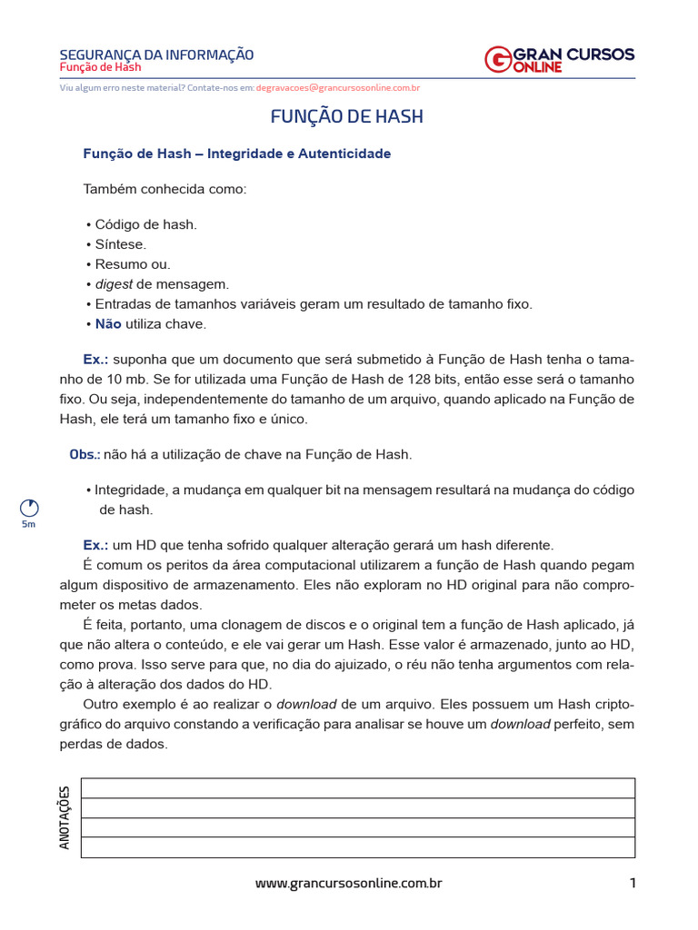 Função de Hash | PDF | Criptografia | Autenticação