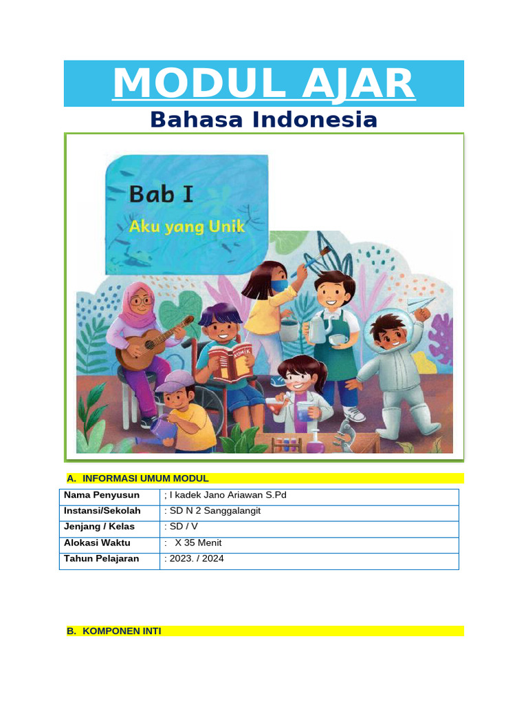 Modul Ajar B.indonesia Kelas 5 - BAB 1 | PDF