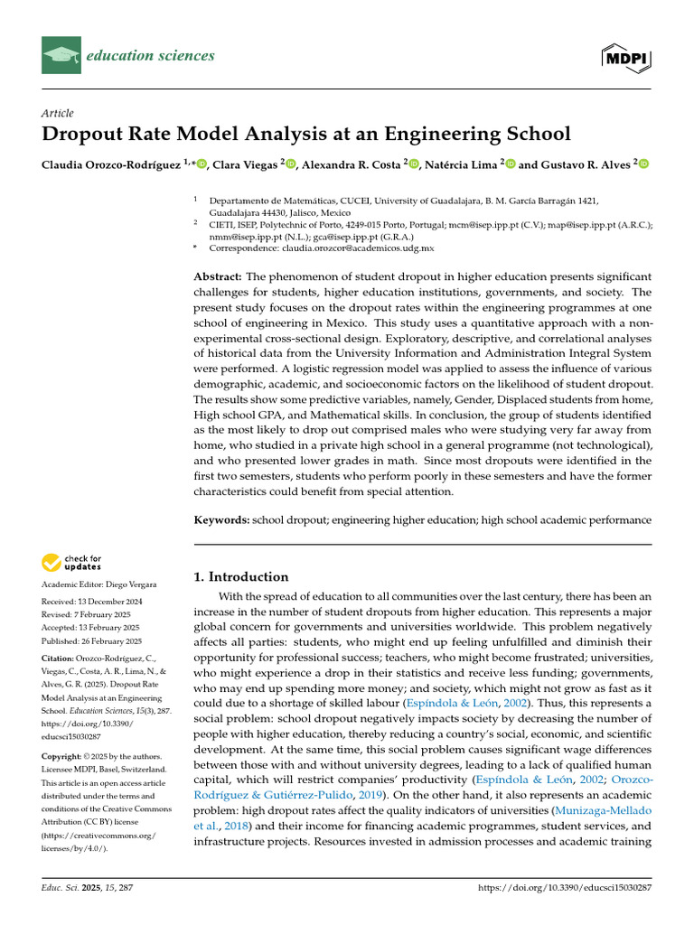 Articulo 6. Dropout Rate Model Analysis at An Engineering ...