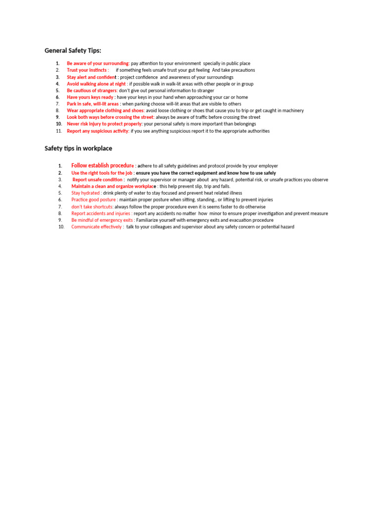 General Safety Tips | PDF