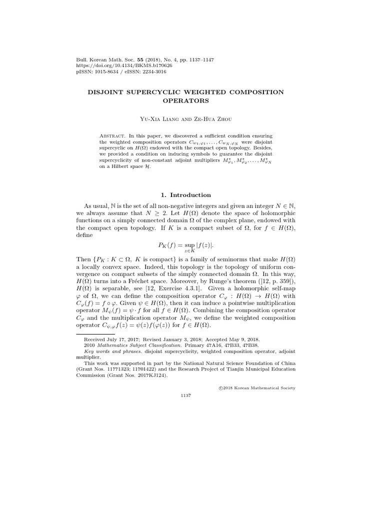 Disjoint Supercyclic Weighted Composition Operators | PDF | Hilbert ...