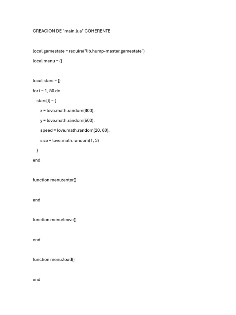 Creación de - Menu - Lua - Coherente | PDF