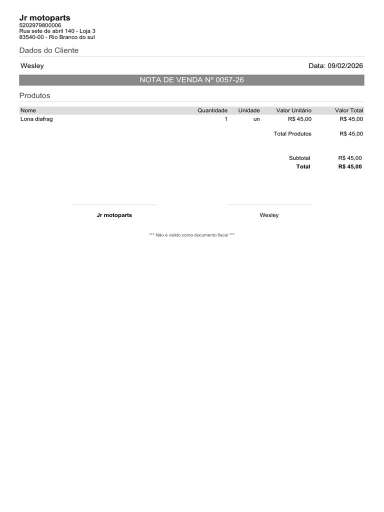 NotaVenda 0057 26 | PDF