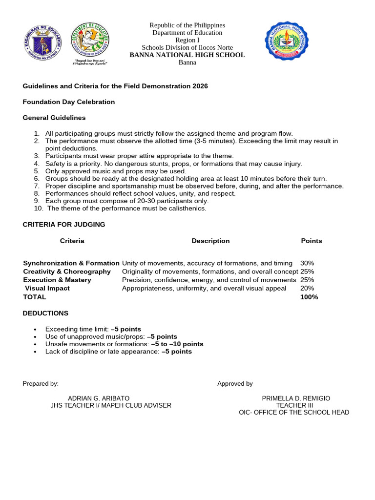 2026 Guidelines For Field Demonstration | PDF