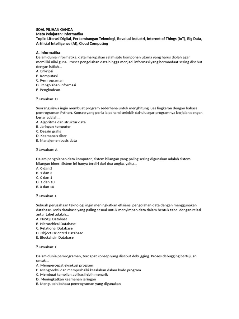 Soal Pilihan Ganda Psaj | PDF