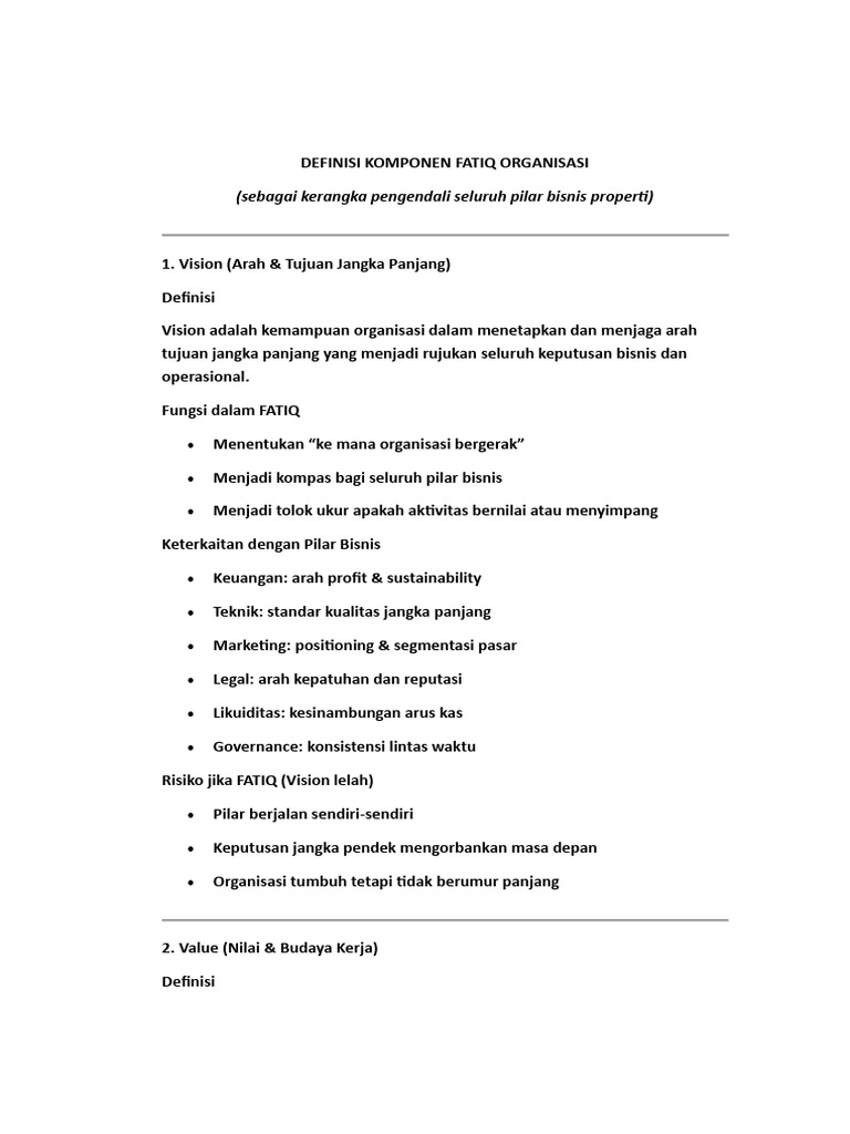 Definisi Komponen Fatiq Organisasi | PDF