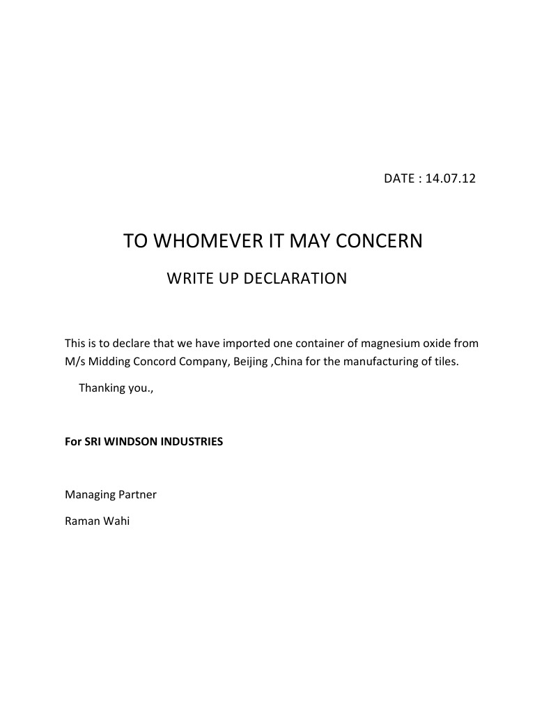 Magnesium Oxide Import Declaration | PDF