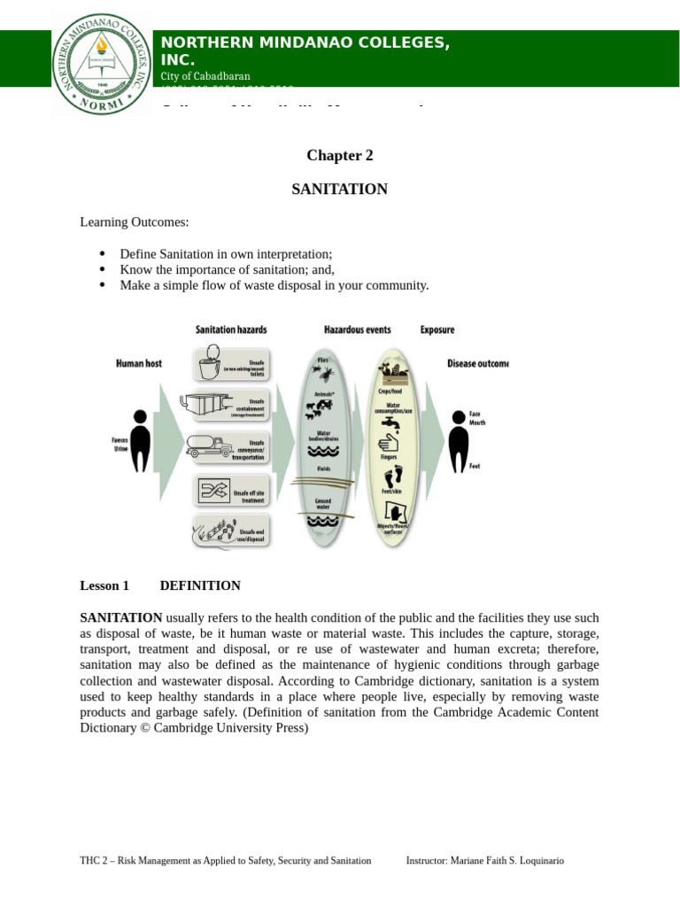 CHAPTER 2 SANITATION Students 1.2 | PDF | Sanitation | Wash