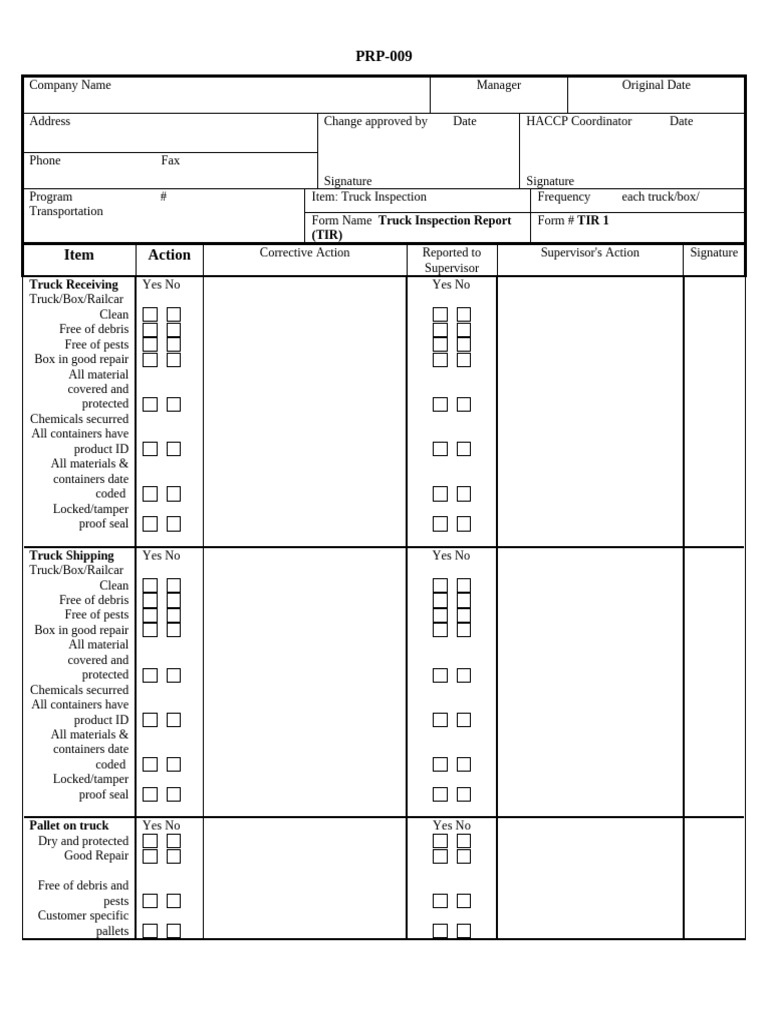 Truck Inspection Report | PDF
