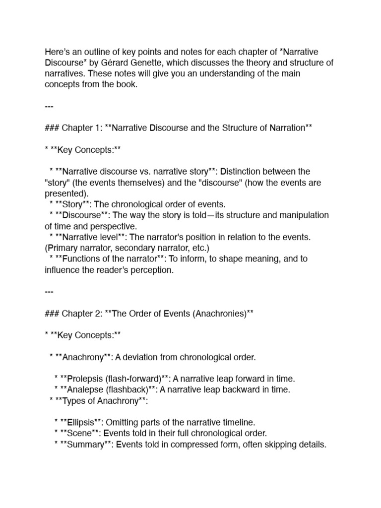 Notes On Narrative Discourse | PDF | Narration | Narrative