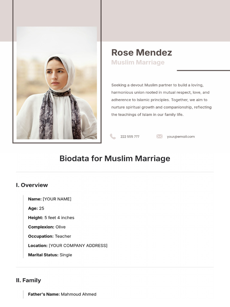 Biodata For Muslim Marriage Template | PDF