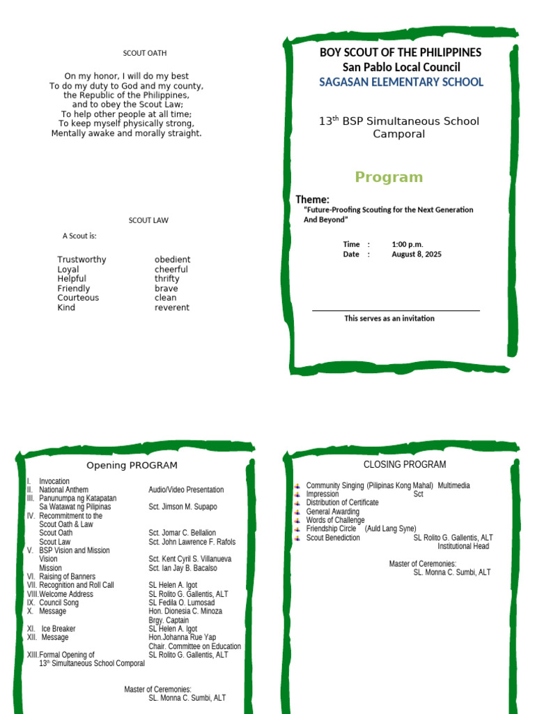 13th Closing Program | PDF | Youth Movements | Scouting