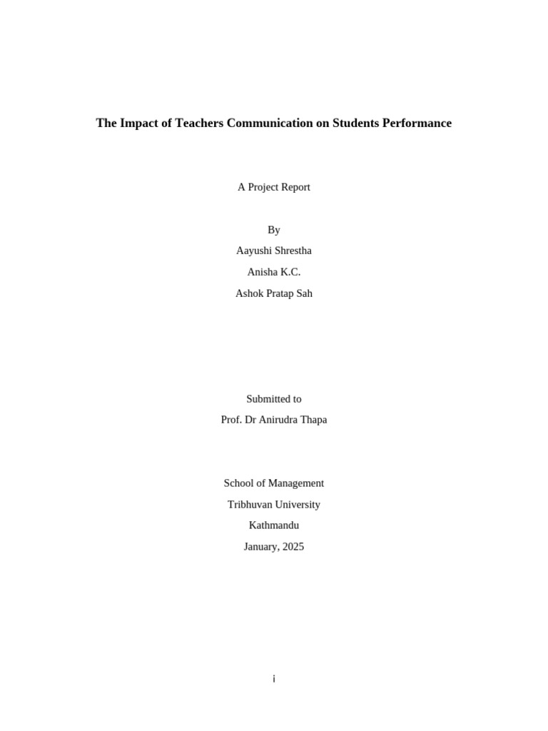 The Impact of Teachers Communication On Students Performance | PDF ...