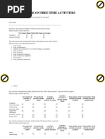 Questionnaire On Free Time Activitiespwxml