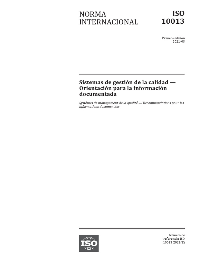 Norma ISO 10013 | PDF | Gestión de la calidad | Calidad (comercial)