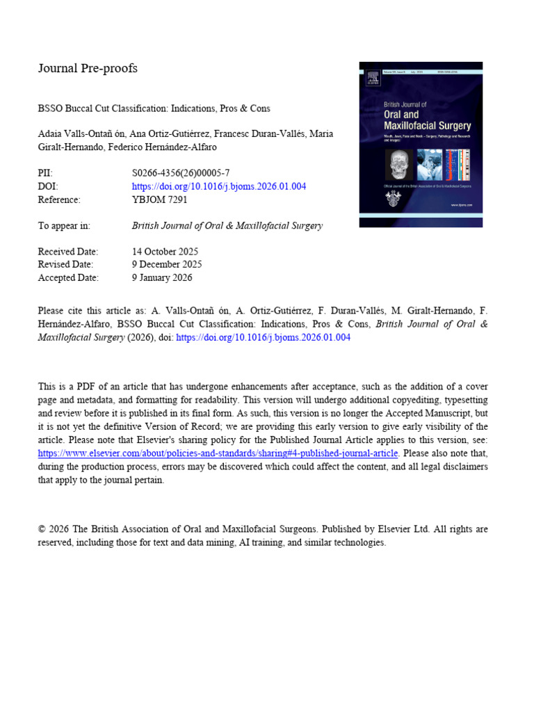 BSSO Buccal Cut Classification. Indications, Pros & Cons | PDF