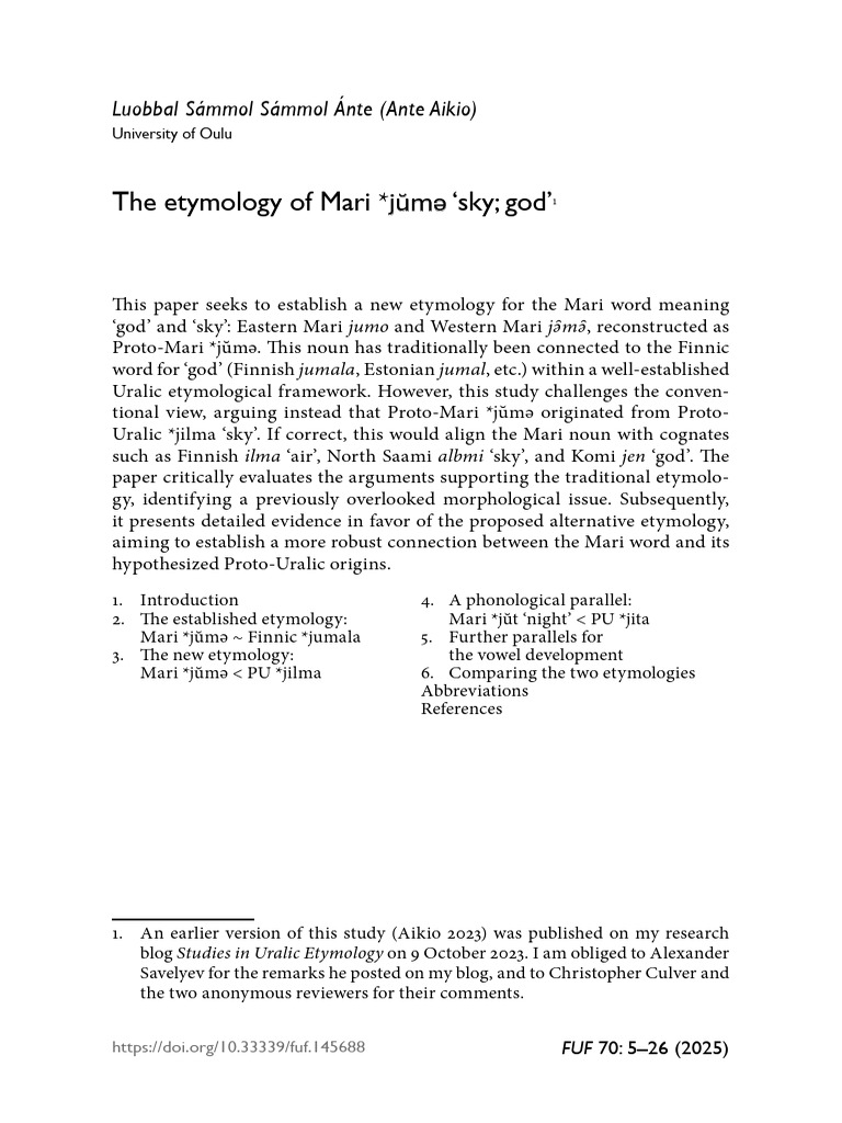 The Etymology of Mari Jum Sky God | PDF | Linguistics | Languages