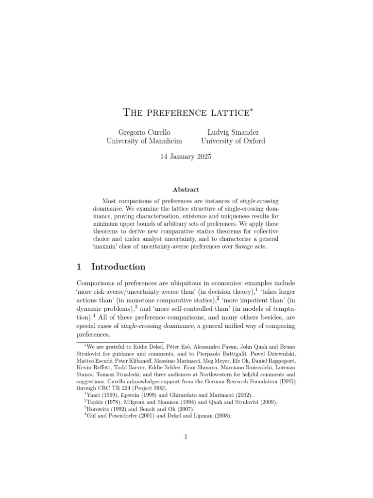 The Preference Lattice | PDF | Mathematical Logic | Mathematics
