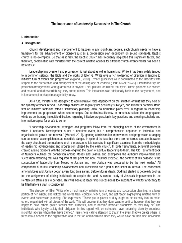 The Importance of Leadership Succession in The Church | PDF | Elijah ...