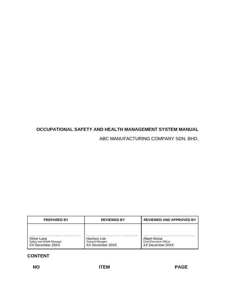 Manual - Safety and Health Management System Ver00 | PDF | Occupational ...