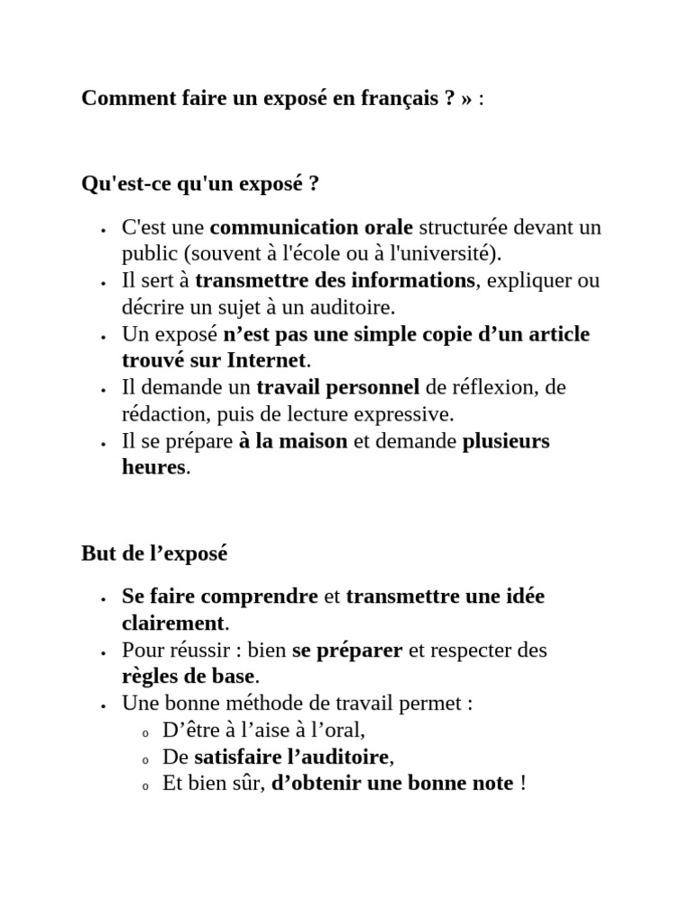 Comment Faire Un Exposé en Français | PDF | Phrase