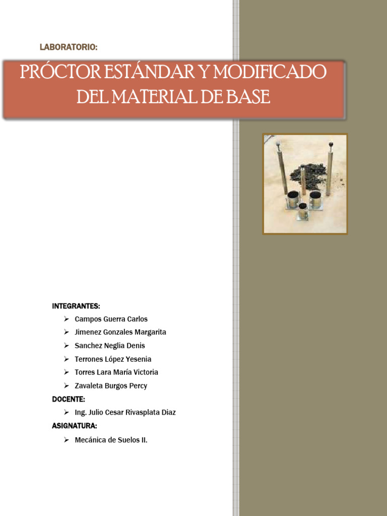 Proctor Estandar y Modificado | PDF | Suelo | Ciencia del suelo