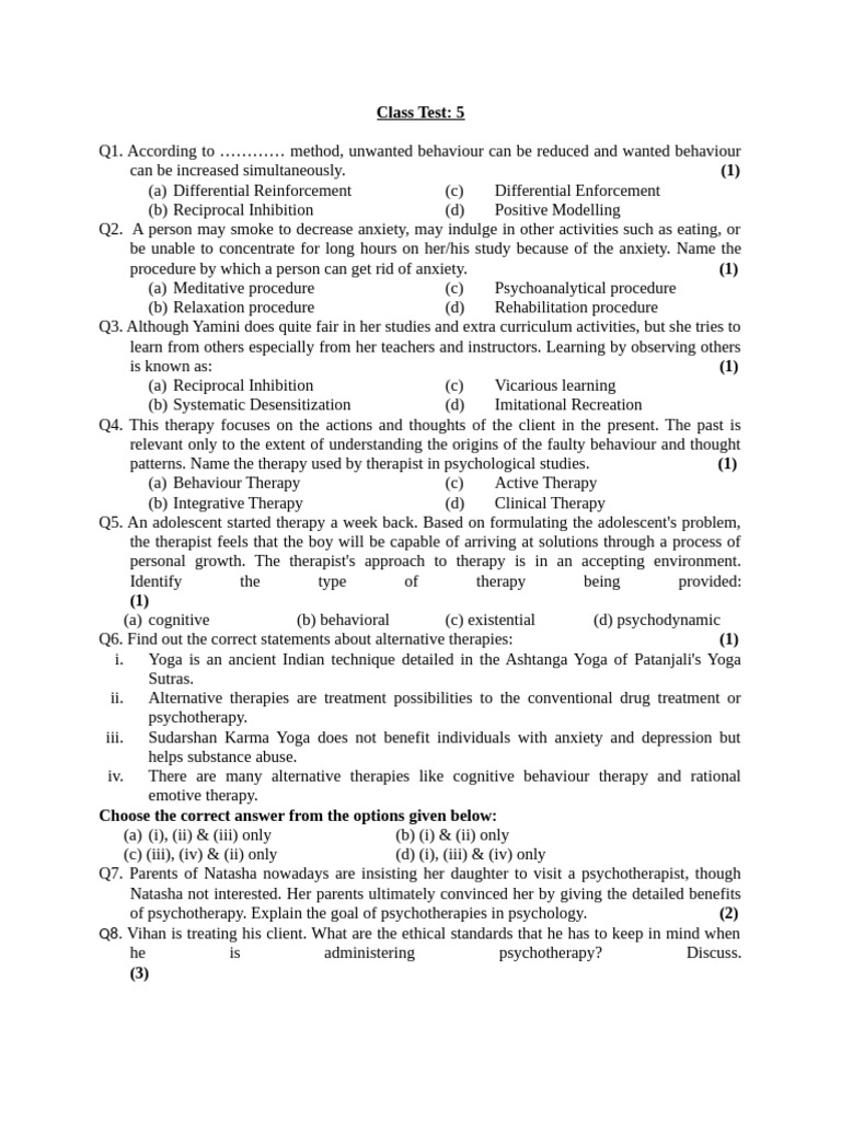 Class Test 5 | PDF