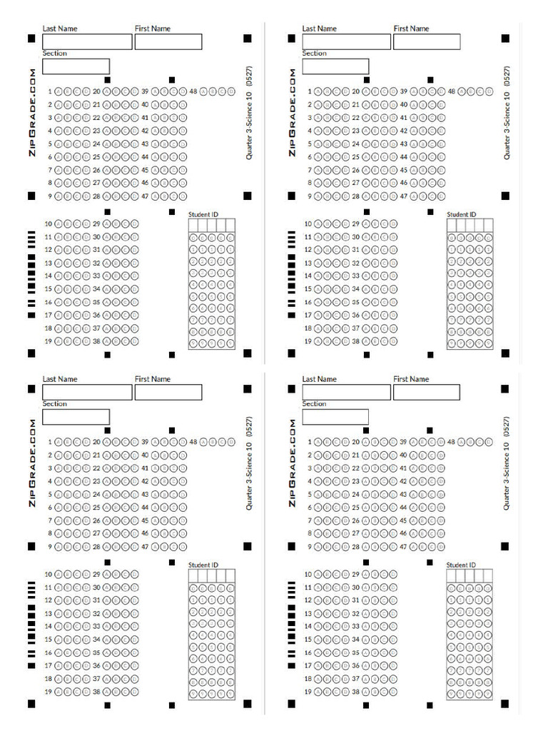 Zipgrade Grade 10 | PDF