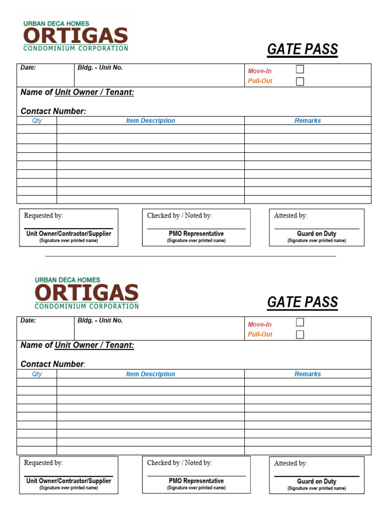 Gate Pass | PDF