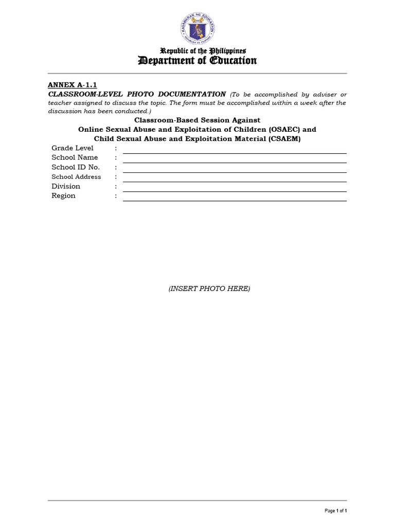Classroom Photo Documentation - Anti OSAEC CSAEM Discussion | PDF