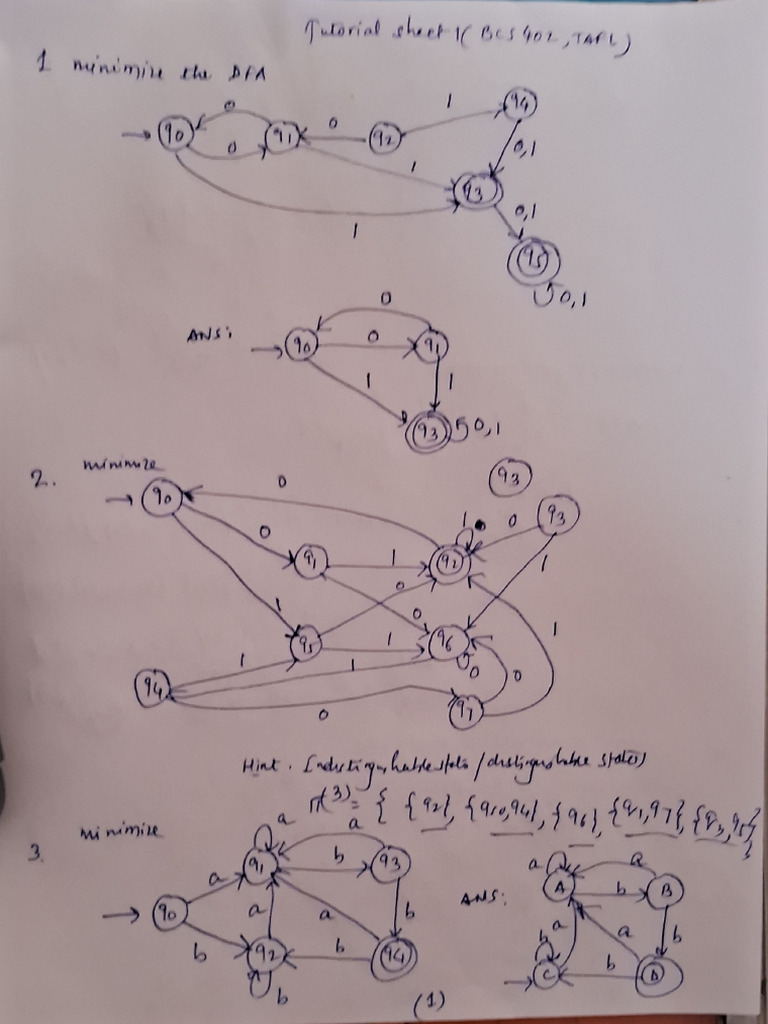 TAFL Tutorial Unit 1 | PDF