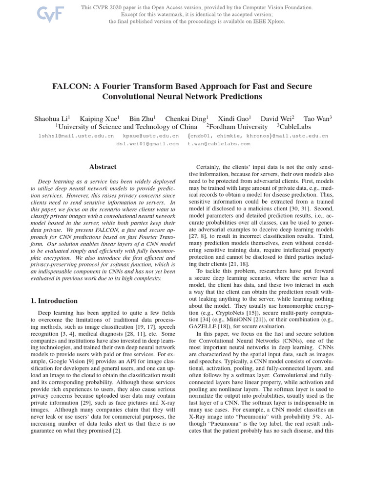 Li FALCON A Fourier Transform Based Approach For Fast and Secure CVPR ...