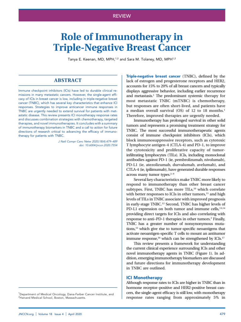 Keenan 2020 Role of Immunotherapy in Triple-Negative Breast Cancer ...