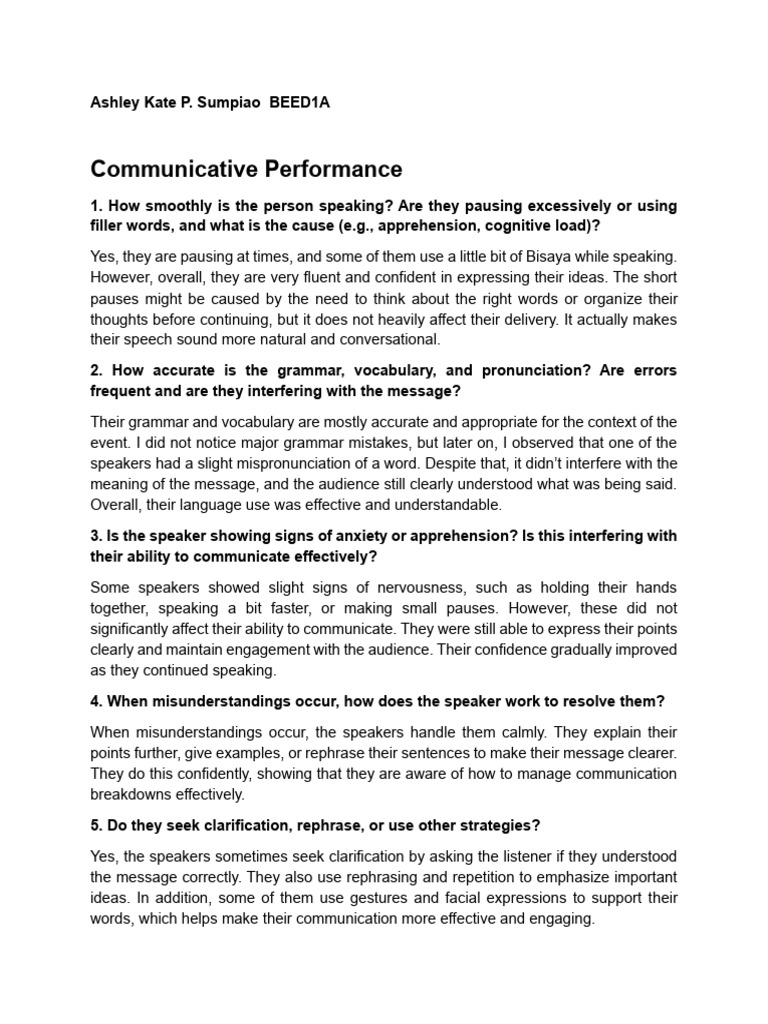 Communicative Performance Ash | PDF