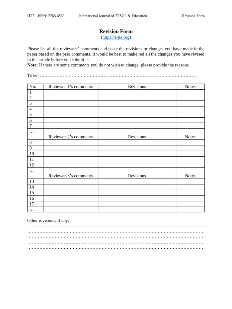 Ijte Revision Form | PDF