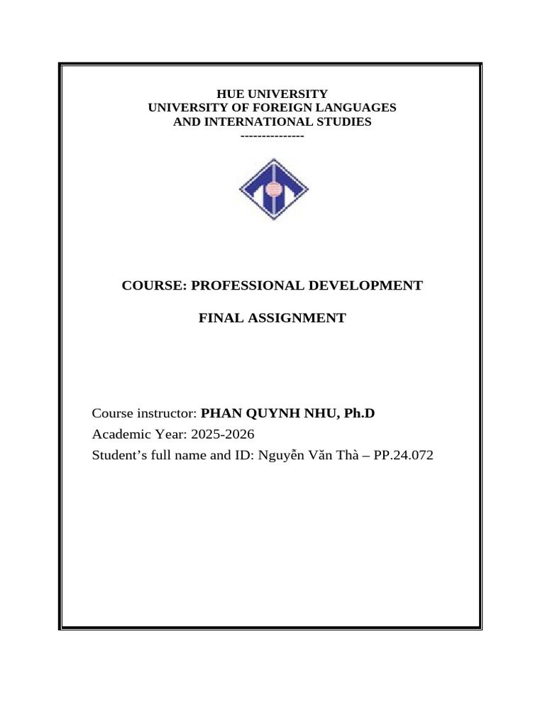Nguyen Van Tha - Final Assignment | PDF | Educational Assessment | Teachers