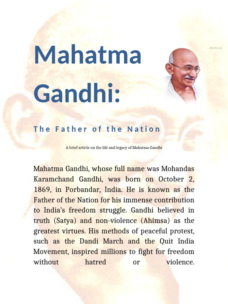 Mahatma Gandhi Article by Zoyan | PDF | Mahatma Gandhi | Nonviolence