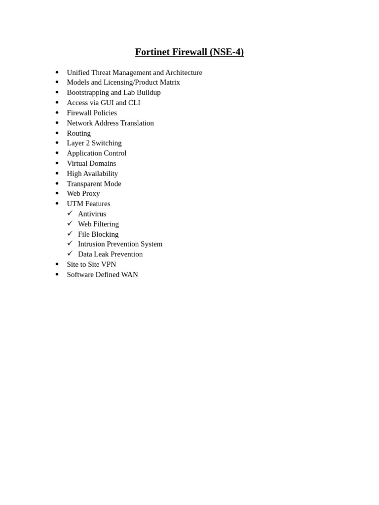 Fortinet Firewall NSE4 OutLine | PDF