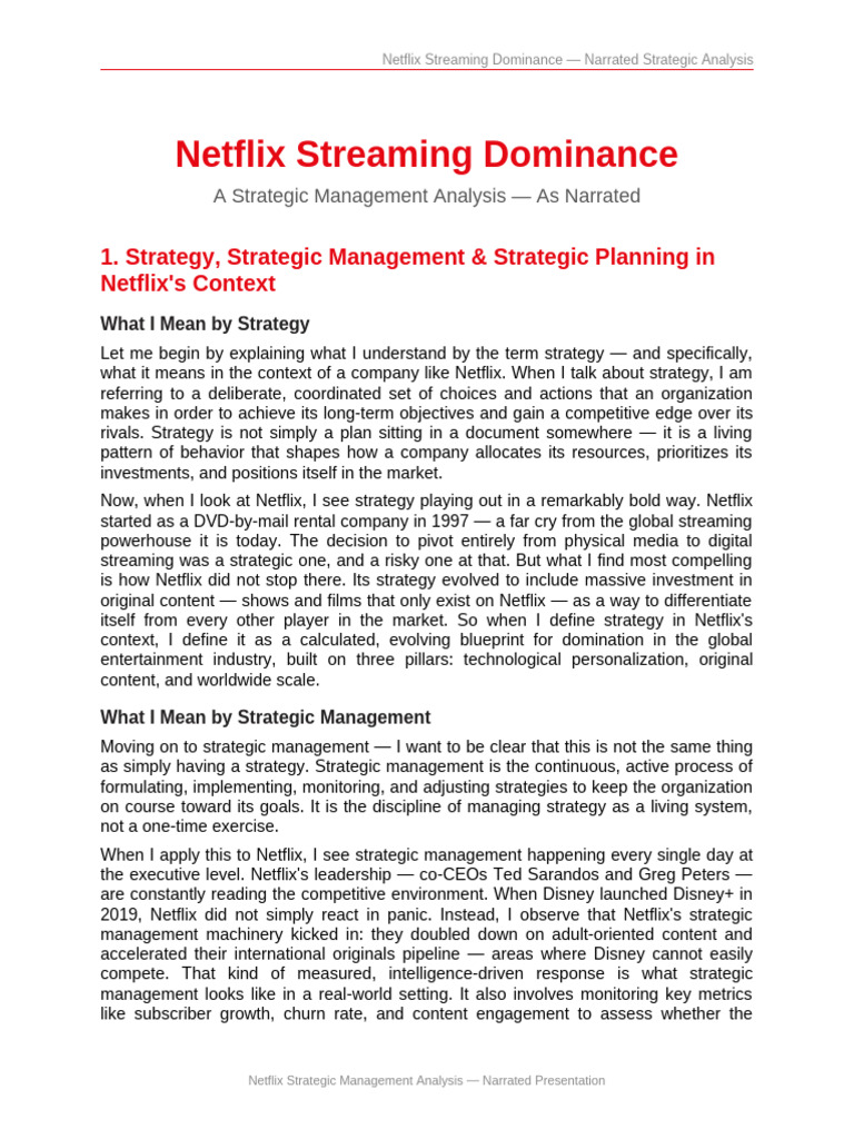Netflix Narrated Analysis | PDF | Strategic Management | Netflix
