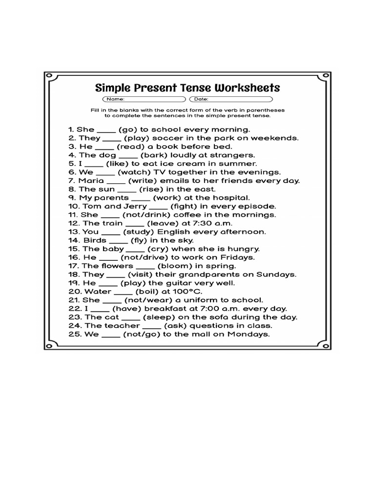 Simple Present Tense Worksheets 283594.Png | PDF