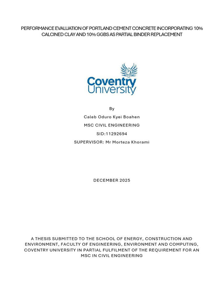 Caleb Dissertation-C10G10 Normal Concrete | PDF | Cement | Concrete