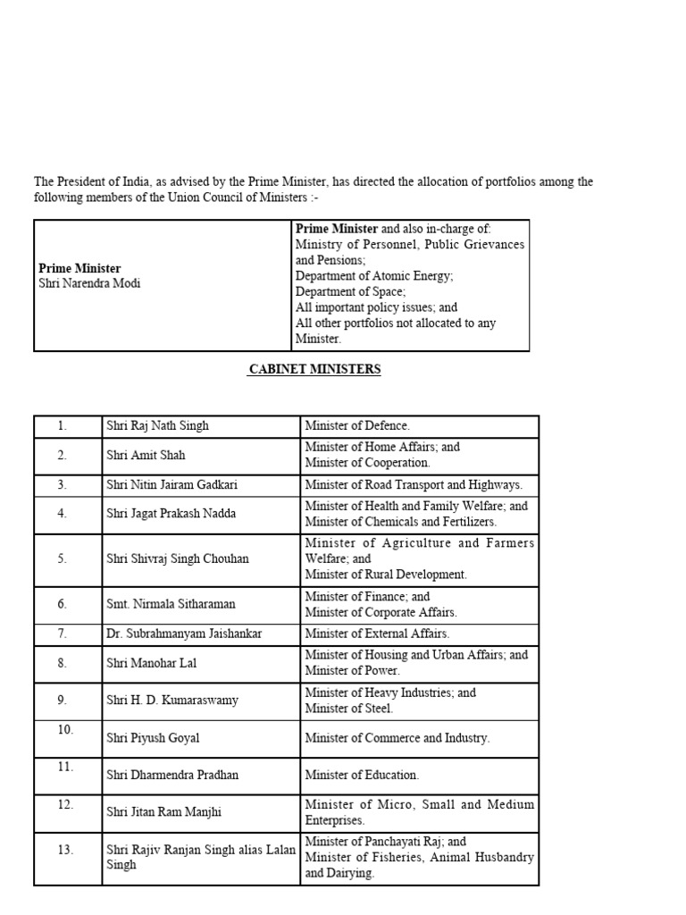 Cabinet | PDF | Government Of India