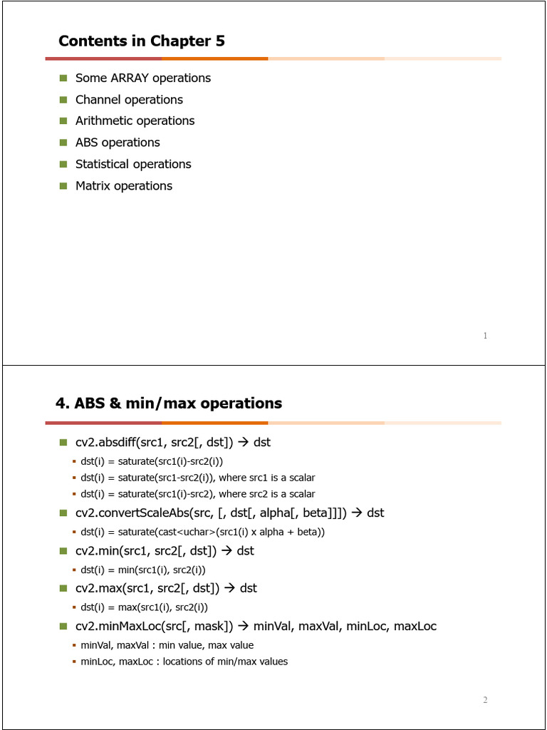 CH 05 OpenCV Matrixoperation | PDF | Standard Deviation | Linear Algebra