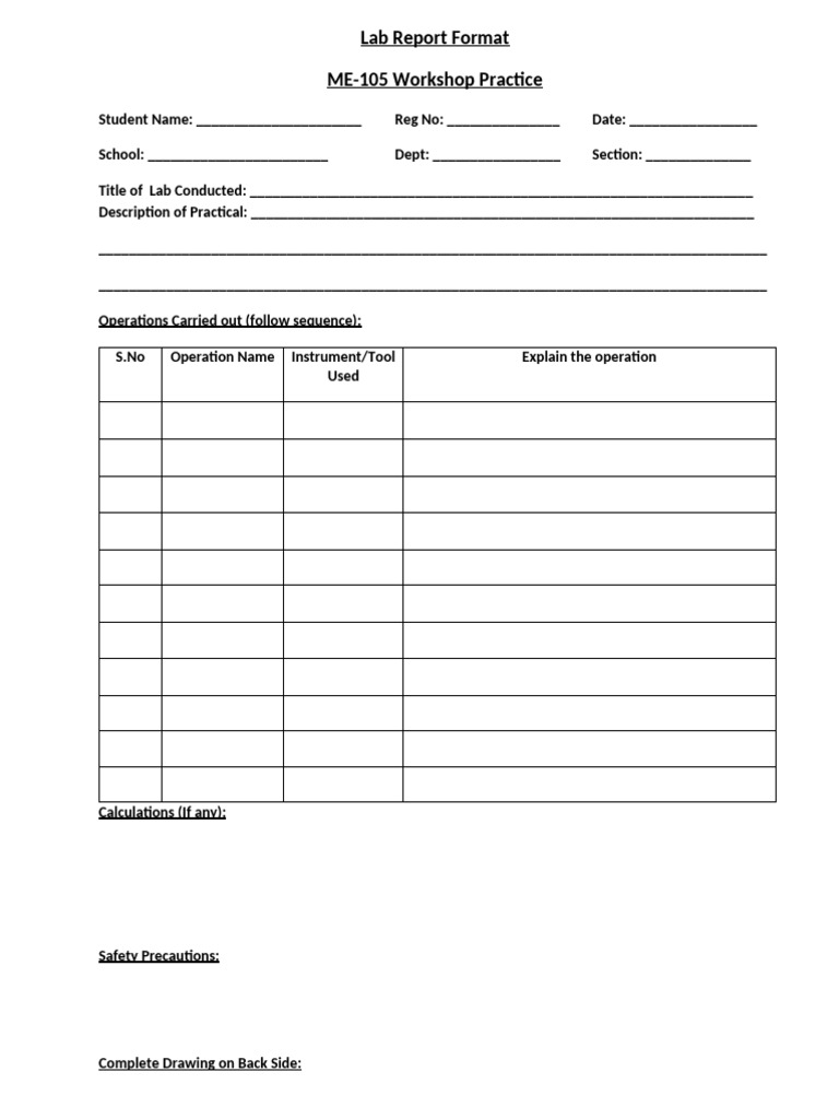 Lab Report ME 105 Workshop Practice | PDF