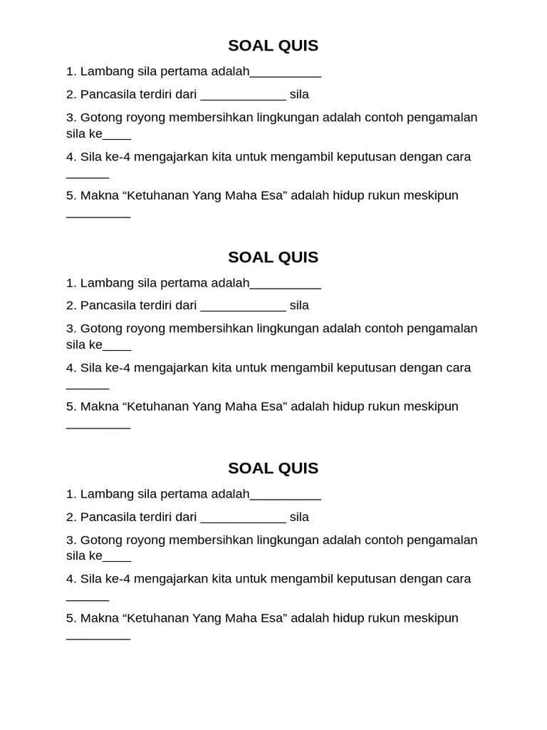 Soal Quis | PDF