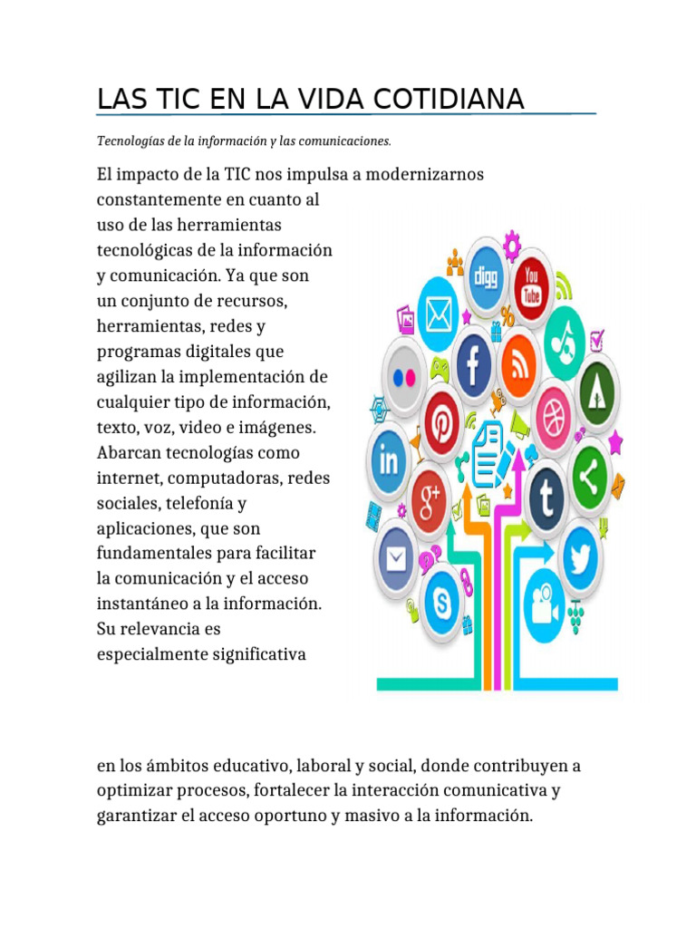 Las TIC en La Sociedad | PDF | Tecnología de información y ...