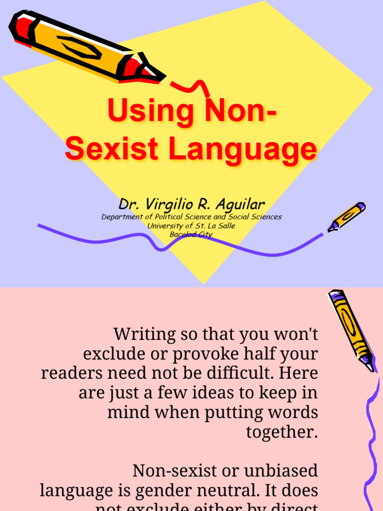Using Non Sexist Language | PDF | Grammatical Gender | Linguistic ...