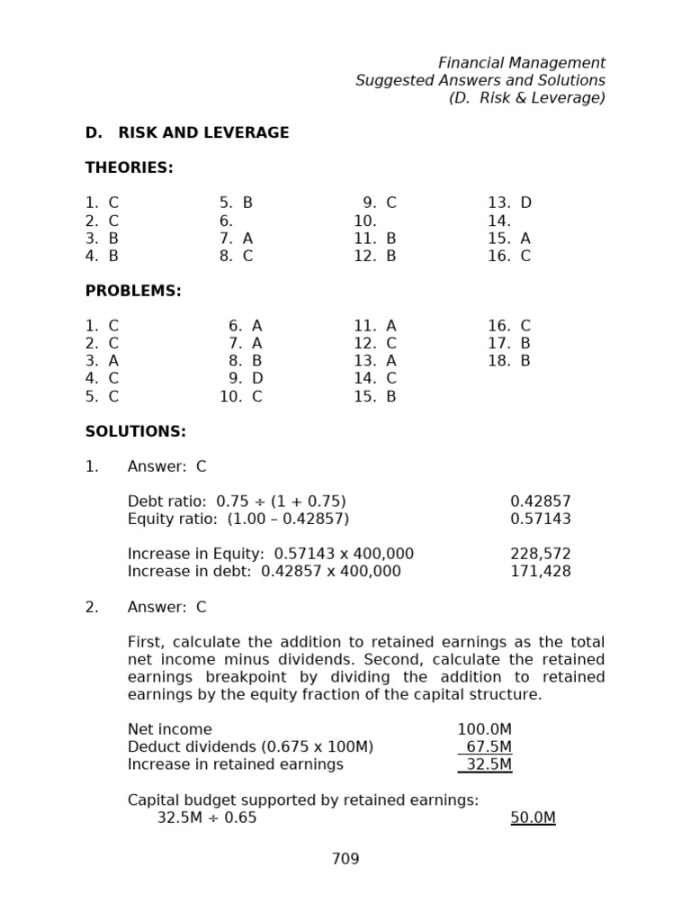 11 FinMan D Answer | PDF | Dividend | Retained Earnings