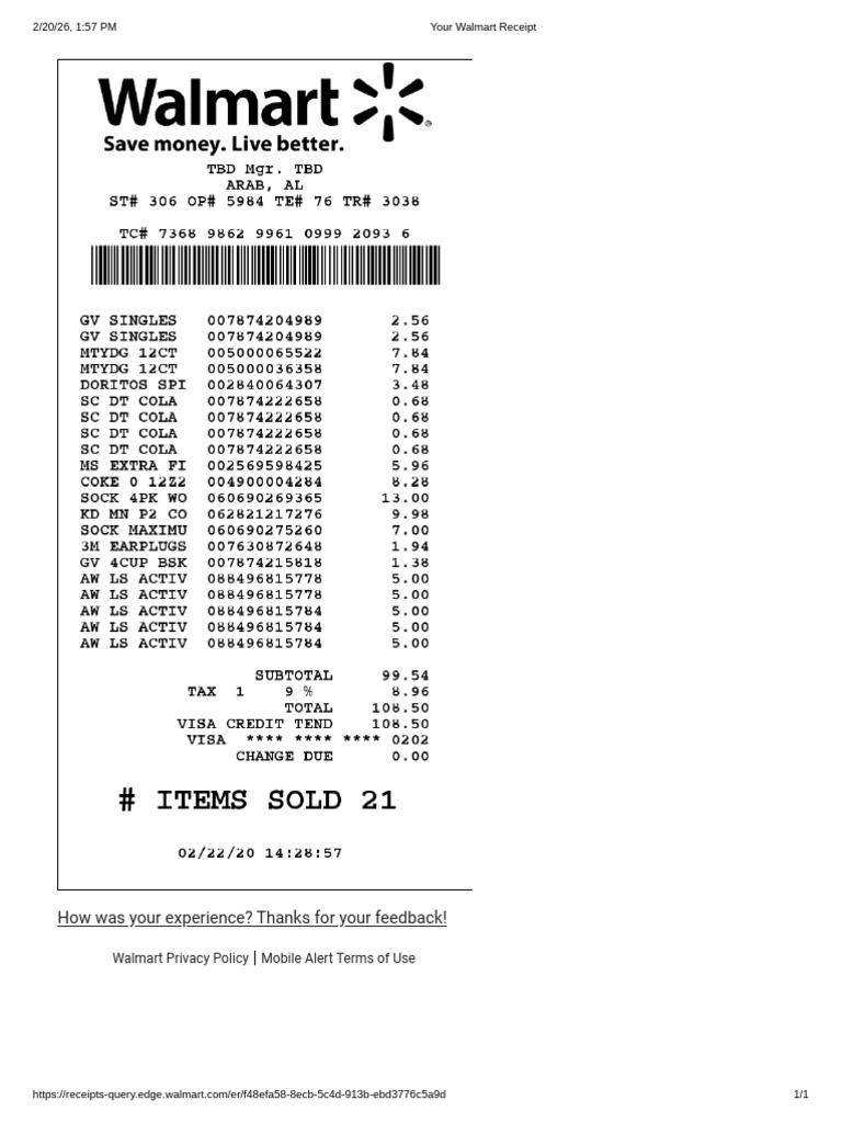 Your Walmart Receipt | PDF