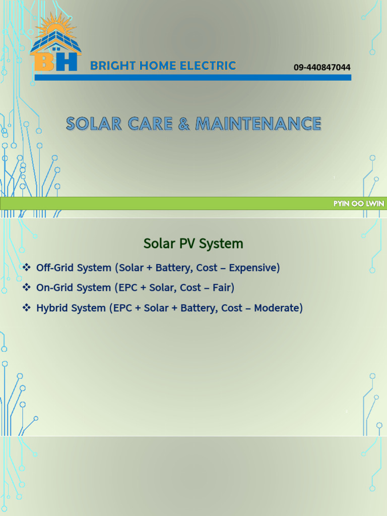 Bright Home Solar Care and Maintenance | PDF